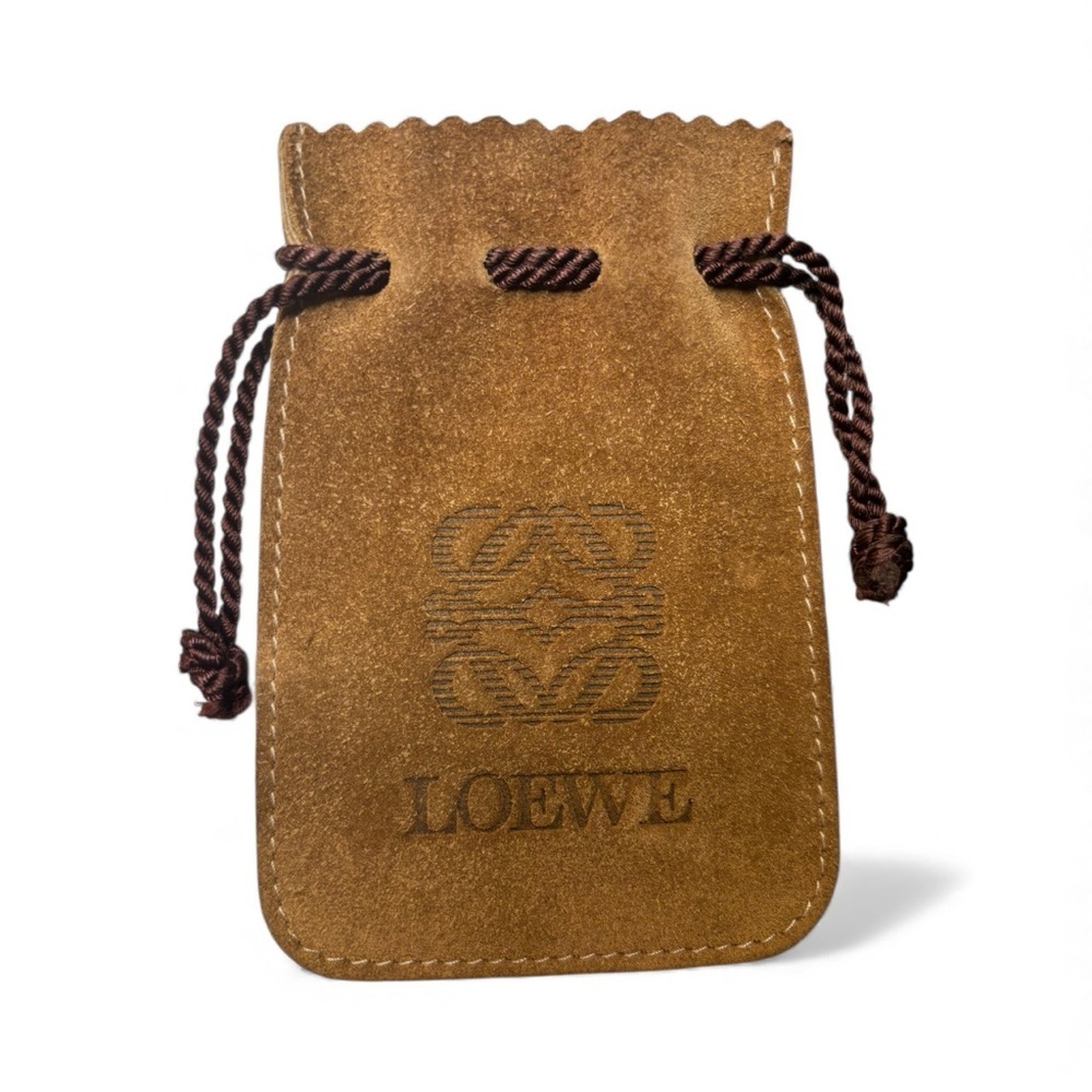 Loewe Tan Suede Tiny Drawstring Pouch Travel Jewelry Vintage